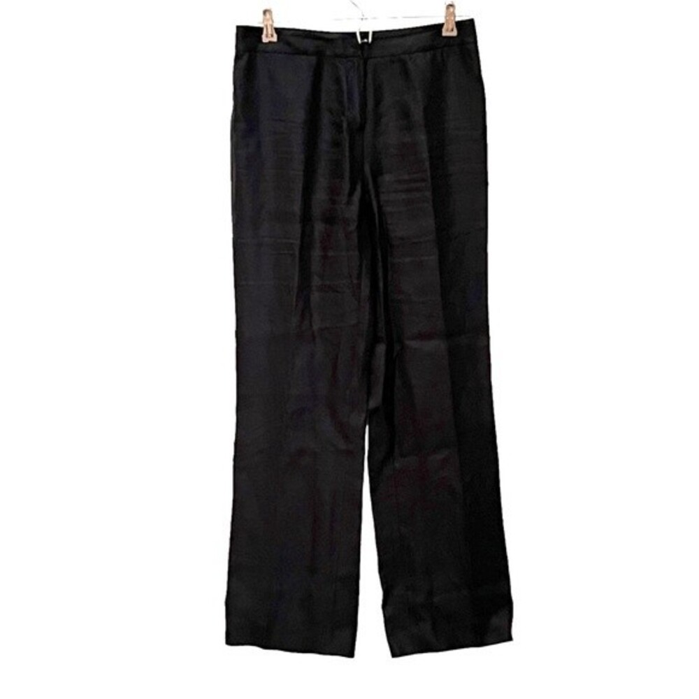 LAFAYETTE 148 NEW YORK BLACK LINEN TROUSERS WOMENS SIZE 2 WIDE LEG DRESS PANTS